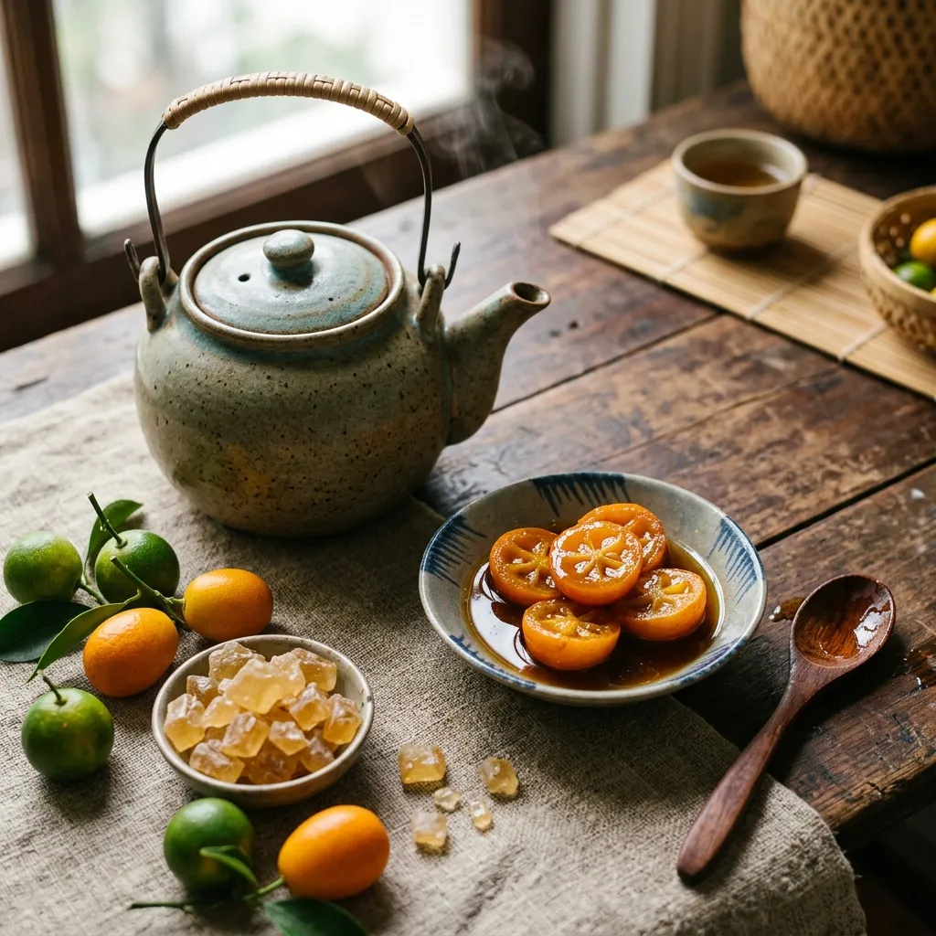 Ingredients for Steamed kumquat with rock sugar